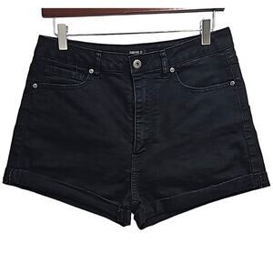 Forever 21 Womens Solid Black Short Shorts Cuffed Hemline 5 Pockets Size 29